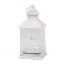 Декоративный фонарь с росой, белый корпус, размер 10,7х10,7х23,5 см, цвет теплый белый