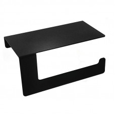 Держатель для туалетной бумаги с полкой хранения, черный REXANT