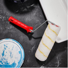 Валик полиамид белый с желтой полосой, ворс 11 мм, ширина ролика 180 мм, Ø 42 мм, бюгель 6 мм REXANT