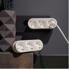 Набор тройников электрических линейных 16А с/з вертикальные, белый (2 шт./уп.) REXANT