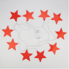 Гирлянда светодиодная Звездопад красная 10 LED, 2,25 м, прозрачный ПВХ, теплый белый свет свечения, 2 х АА (батарейки не в комплекте) NEON-NIGHT