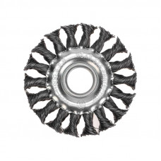Щетка дисковая для УШМ, крученая стальная проволока, 100мм, отв. 22,23мм KRANZ