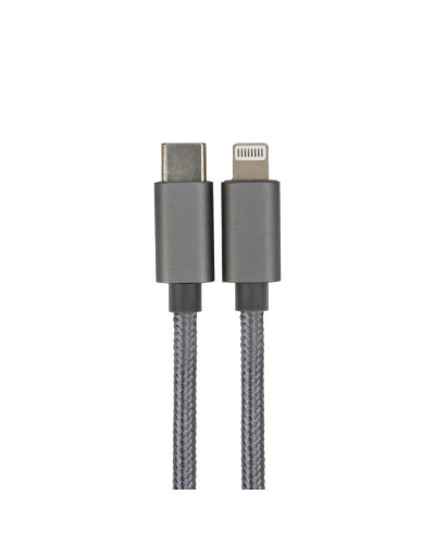 Кабель Type-C – Lightning для Apple, 3А, 1м, в нейлоновой серой оплетке, Power Delivery REXANT
