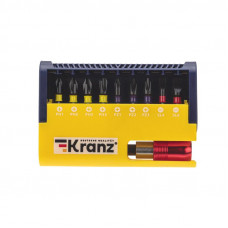Набор бит с магнитным держателем, пластиковый кейс, 10 шт KRANZ
