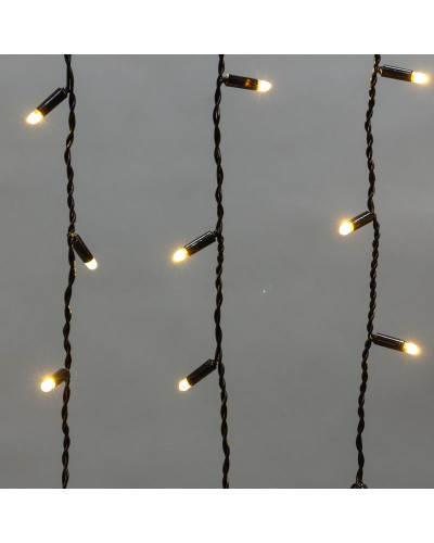 Гирлянда светодиодная Бахрома (Айсикл) 2,4х0,6м 88 LED ТЕПЛЫЙ БЕЛЫЙ черный ПВХ IP65 постоянное свечение 230В нужен блок 303-500 NEON-NIGHT