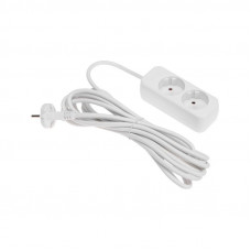 Удлинитель STANDARD 2 гнезда, 5м, 2х1,0мм², б/з, белый REXANT