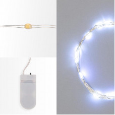 Гирлянда светодиодная Роса 2м, 20LED, БЕЛЫЙ, IP20, тонкий батарейный блок, 2хCR2032 в комплекте NEON-NIGHT