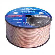 Кабель акустический 2х2,50мм², прозрачный BLUELINE, 100м REXANT