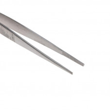 Пинцет прямой, узкий, рифленый 145мм ПРОФИ