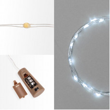 Гирлянда светодиодная Роса с пробкой 2м, 20LED, БЕЛЫЙ, IP20, 3хLR44 в комплекте NEON-NIGHT