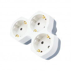 Тройник электрический 16А с/з с защитными шторками, белый REXANT