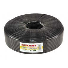 Кабель коаксиальный RG-6U, 75Ом, Cu/Al/Cu, 64%, 100м, OUTDOOR, черный REXANT