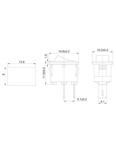 Выключатель клавишный 250V 3А (2с) ON-OFF красный Micro (RWB-101) REXANT