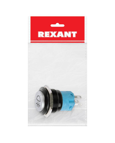 Кнопка  антивандальная Ø19 Фикс 12В (2с) ON-OFF зеленая (Противотуманки)  REXANT