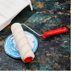 Валик полиамид белый с желтой полосой, ворс 11 мм, ширина ролика 240 мм, Ø 42 мм, бюгель 6 мм REXANT