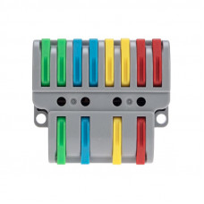 Клемма СМК 4х2 проходная разветвительная 4 полюса, с монтажной площадкой (1 ввод, 2 вывода на полюс) (20 шт/уп) REXANT