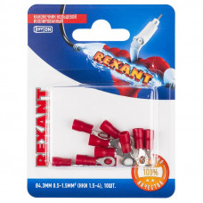 Наконечник кольцевой изолированный ø 4.3 мм 0.5-1.5мм² (НКи 1.5-4/НКи 1,25-4) красный, в упак. 10 шт. REXANT