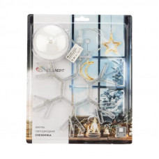 Фигура светодиодная Снежинка на присоске с подвесом, цвет белый