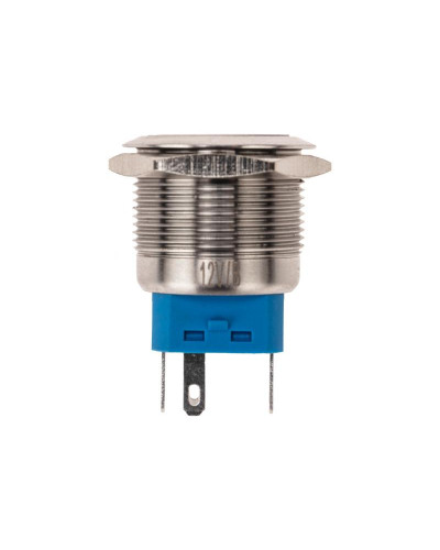 Кнопка антивандальная Ø22 12В(LED) Б/Фикс (5с) OFF-(ON) / ON-(OFF) подсв/синяя REXANT