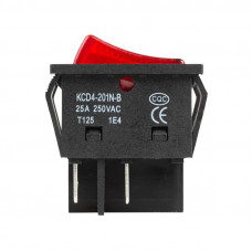 Выключатель клавишный 250V 25А (4с) ON-OFF красный с подсветкой (RWB-502) REXANT