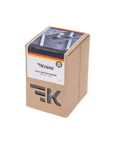 Болт шестигранный DIN 933, 16х90мм, короб (10 шт/уп) KRANZ