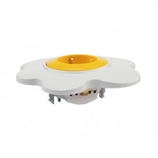 Розетка одноместная HAPPY Яичница с/у, с/з, со шторками, желтая/белая KRANZ