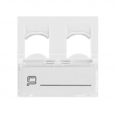 Вставка Mosaic 45x45, на 2 порта с прозрачной шторкой и увеличенным окном маркировки, белая