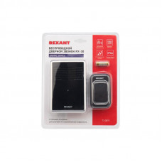 Беспроводной дверной звонок c цифровым кодированием 25 мелодий 150м кнопка IP44 (черный) REXANT RX-30