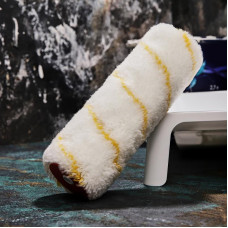 Ролик (сменный) полиамид белый с желтой полосой, ворс 11 мм, ширина ролика 180 мм, Ø 42 мм, бюгель 6 мм REXANT