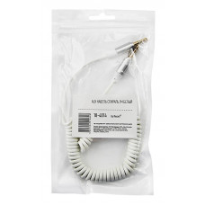 Аудиокабель AUX 3,5мм, 1м белый, шнур спираль REXANT