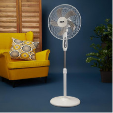 Вентилятор напольный белый/серый 40 Вт, 5 лопастей, подставка круглая, механическое управление