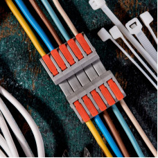 Клемма СМК 222-425R проходная разъемная 5 полюсов серая 0,2-2,5/4мм² (20 шт/уп) REXANT