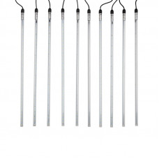 Гирлянда Тающие сосульки комплект 10 шт. х 50см, шаг 100см, 600 LED БЕЛЫЙ, черный каучук, IP65, 24В, соединяется NEON-NIGHT