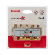 Делитель ТВх8 под F-разъем, 5-1000МГц, Gold (9 F-разъемов в комплекте) REXANT
