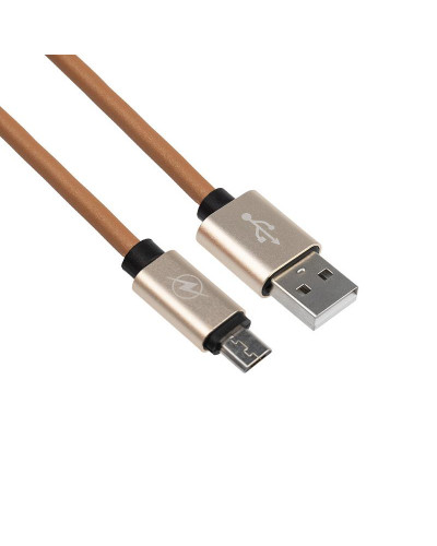 Кабель USB-A – micro USB, 0,5А, 1м, эко-кожа, коричневый REXANT