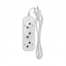 Удлинитель 3 гнезда, 1,5м, 2х0,75мм², б/з, белый PROconnect