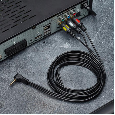 Шнур Стерео 3,5мм 4C - 3 RCA, 1,5м, двухцветный штекер Gold REXANT