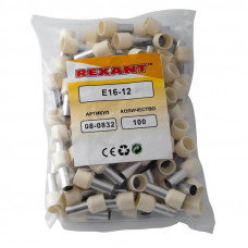 Наконечник штыревой втулочный изолированный F-12 мм 16 мм² (НШВи 16-12) слоновая кость REXANT