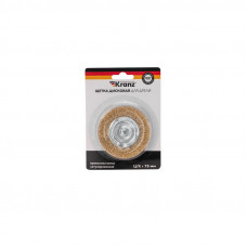 Щетка дисковая для дрели, витая латунированная проволока, 75мм KRANZ