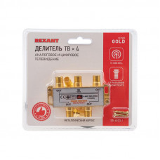 Делитель ТВх4 под F-разъем, 5-1000МГц, Gold (5 F-разъемов в комплекте) REXANT