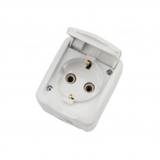 Розетка одноместная Mini OG IP54 с/з, о/у, белая KRANZ