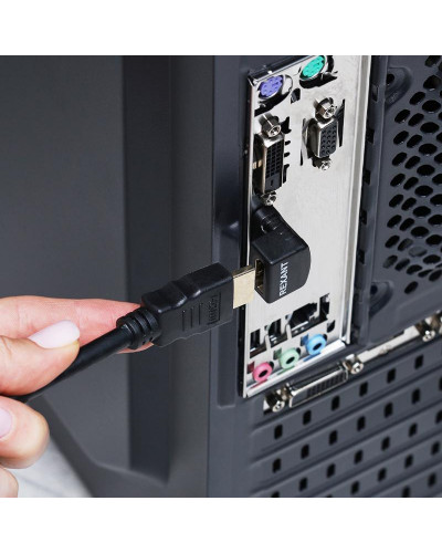 Переходник штекер HDMI - гнездо HDMI, угловой REXANT
