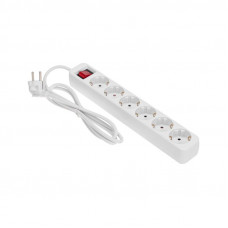 Удлинитель STANDARD 6 гнезд, 1,5м, 3х1,0мм², с/з, с выключателем, белый REXANT