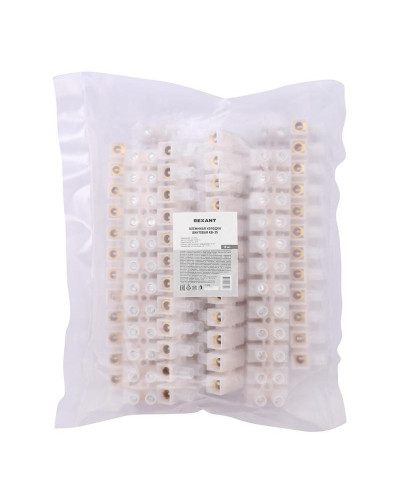 Клеммная винтовая колодка KВ-35 10-35, ток 80 A, полиэтилен белый REXANT (10 шт./уп.)