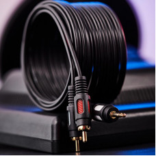 Шнур Стерео 3,5мм - 2 RCA, 5м, Gold REXANT