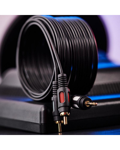 Шнур Стерео 3,5мм - 2 RCA, 5м, Gold REXANT