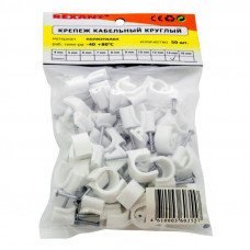 Крепеж кабеля круглый 14мм, белый (50 шт/уп) REXANT