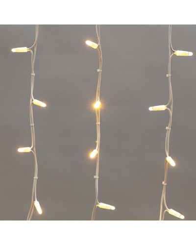 Гирлянда светодиодная Бахрома (Айсикл) 4,0х0,6м 128 LED ТЕПЛЫЙ БЕЛЫЙ белый каучук 3,3мм IP67 постоянное свечение 230В нужен блок 315-001 NEON-NIGHT