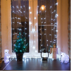 Гирлянда Светодиодный Дождь 1,5х1м, свечение с динамикой, прозрачный провод, 230 В, диоды БЕЛЫЕ