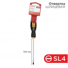 Отвертка шлицевая SL4х100мм, двухкомпонентная рукоятка REXANT